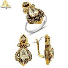 Gümüş Otantik Taşlı Set